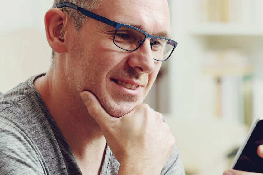 Look at the mobile phone