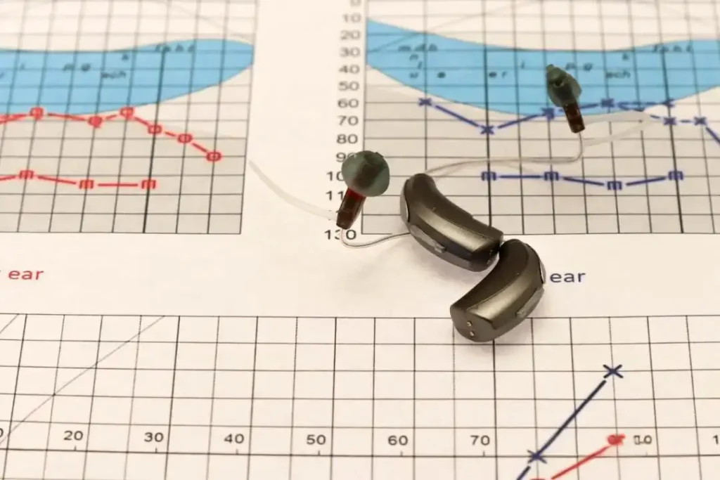 The hearing aid is placed on the audiogram